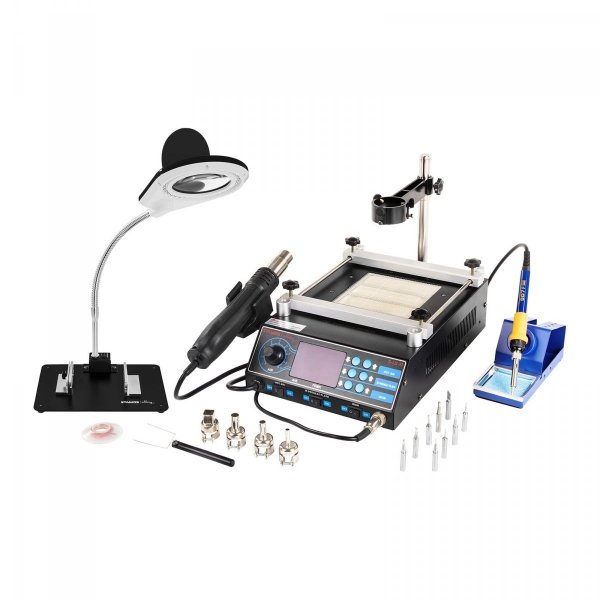 Stacja lutownicza - 75 W - 2 x kolba - podgrzewacz - LED STAMOS 10021003 S-LS-10
