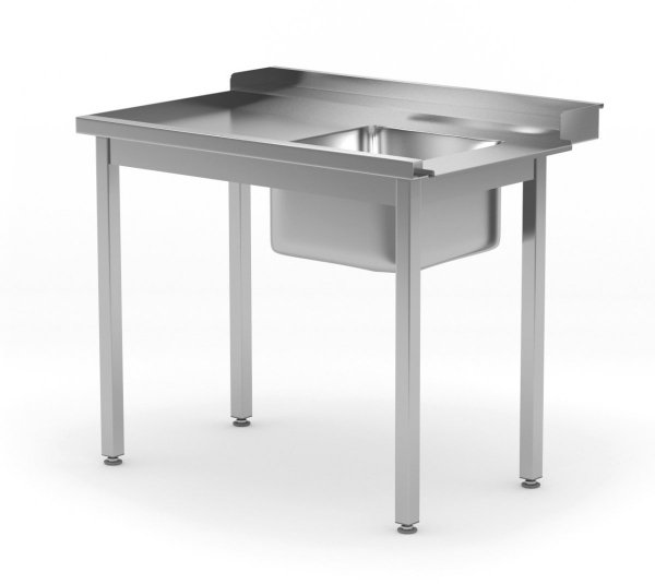 Stół załadowczy do zmywarek ze zlewm bez półki - lewy 1100 x 760 x 850 mm POLGAST 248117-760-L 248117-760-L