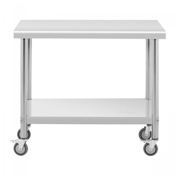 Stół ze stali nierdzewnej na kółkach - 60 x 100 cm - 155 kg ROYAL CATERING 10012802 RCAT-100/60-W