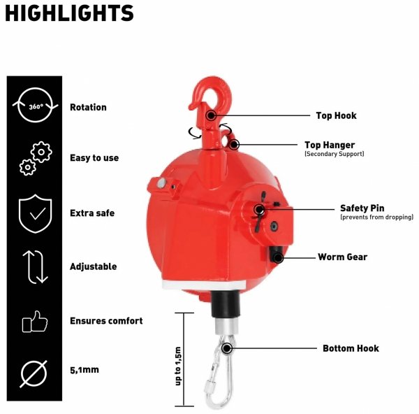 Balanser - 22-30 kg - 1,5 m STEINBERG 10030745 SBS-SB-30/5.1