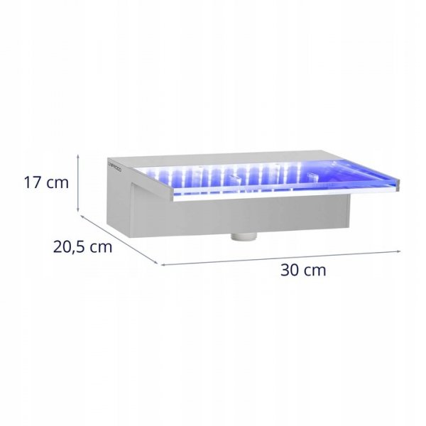 Wylewka wodospadowa - 30 cm - oświetlenie LED - niebieski/biały - do głębokiej wody Uniprodo 10250618 UNI_WATER_23