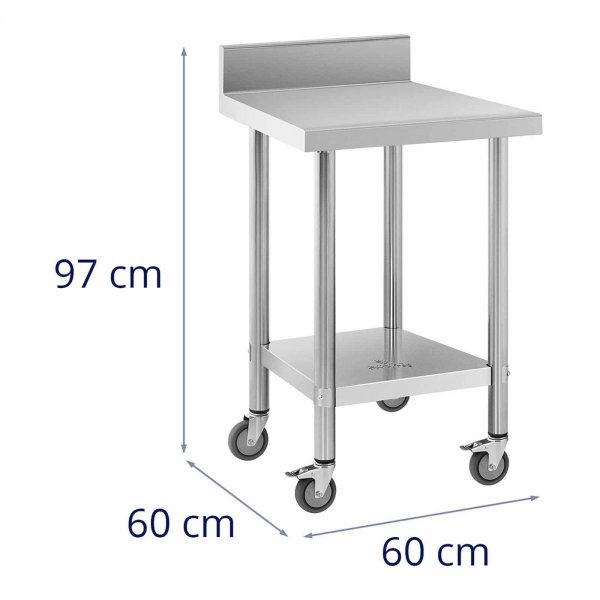 Stół ze stali nierdzewnej na kółkach - 60 x 60 cm - 120 kg ROYAL CATERING 10012813 RCAT-60/60-WS