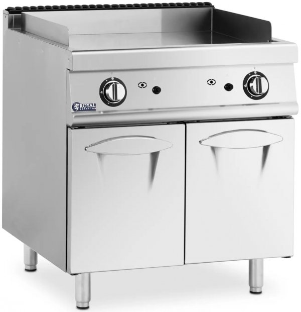 Grill gazowy - 12 kW - gładki - 50 - 300°C - propan / LPG / gaz ziemny - szafka dolna - Royal Catering RCGG-80/700CS 10013400 4062859276988