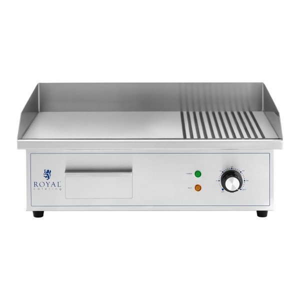 Płyta grillowa - 548 x 350 mm - gładka i ryflowana - 3000 W ROYAL CATERING 10012023 RCPG42-M
