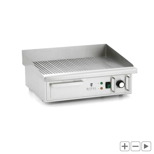 Płyta grillowa - 550 x 350 mm - Royal Catering - ryflowana - 3000 W ROYAL CATERING 10012007 RCPG 47
