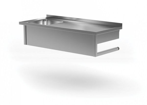 Stół wiszący ze zlewem - komora po lewej stronie 800 x 700 x 300 mm POLGAST 211087-WI-L 211087-WI-L