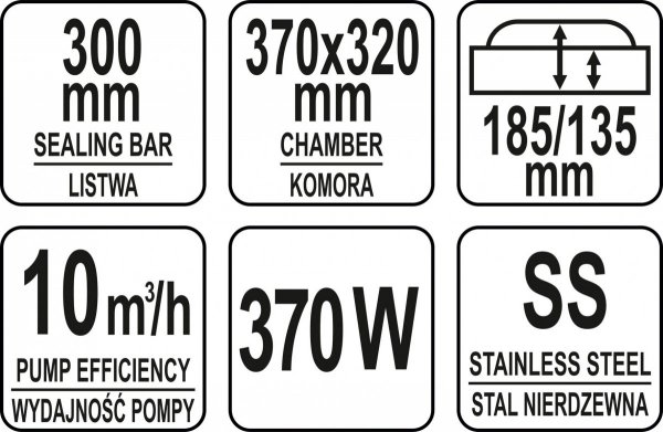 PAKOWARKA PRÓŻNIOWA-KOMOROWA 300MM YATO YG-09304 YG-09304