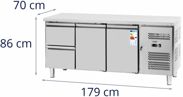  Stół chłodniczy - 417 l - 2 x GN 1/2 + 2 komory - 179 x 70 cm - Royal Catering 10013232 RCS-417D