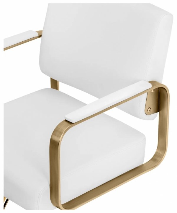 Fotel fryzjerski z podnóżkiem - 50 - 66 cm - 200 kg - biały / złoty Physa 10040886 PHYSA OTLEY WHITE_GOLD