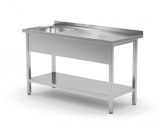 Stół ze zlewem i półką - komora po lewej stronie 800 x 700 x 850 mm POLGAST 212087-L 212087-L