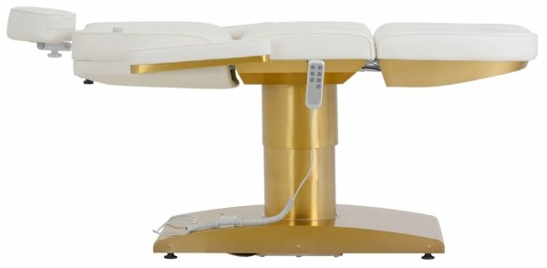 Fotel kosmetyczny - elektryczny - podgrzewany - 3 silniki - 300 W - 195 x 60 x 62 - 82 cm - 200 kg - biały / złoty Physa 10040821 PHYSA VARESE WHITE 