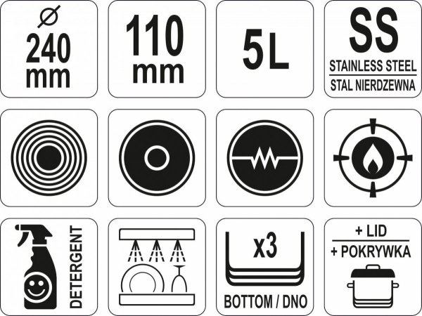 RONDEL Z POKRYWKĄ SS 24x11CM YATO YG-00062 YG-00062