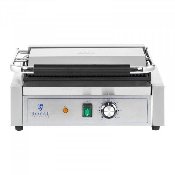 Grill kontaktowy - płyta ryflowana i gładka - Royal Catering - 2200 W ROYAL CATERING 10011993 RCPKG-2200-M