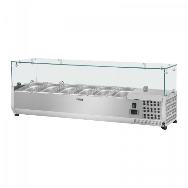 Nadstawa chłodnicza - 5 x GN 1/3 - 150 x 39 cm - szklana osłona ROYAL CATERING 10010945 RCKV-150/39-G5