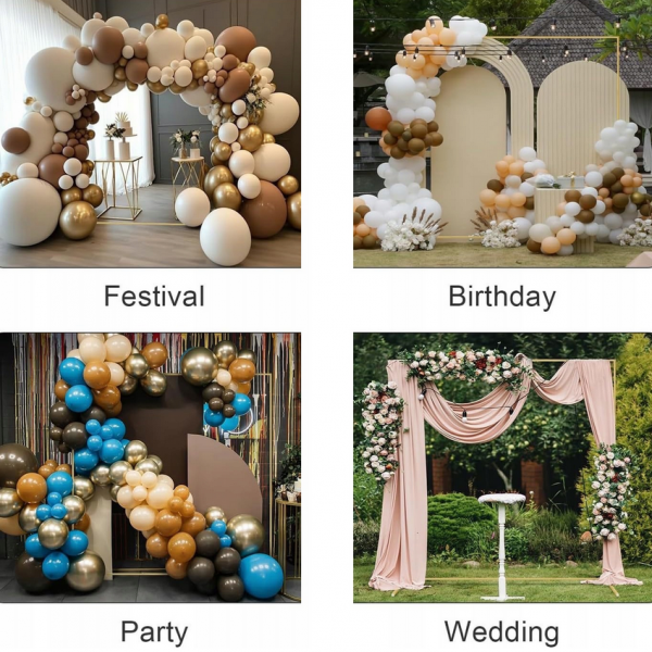 Złoty łuk ślubny stojak na tło 150 x 200 cm, stelaż brama srebrny pod balony