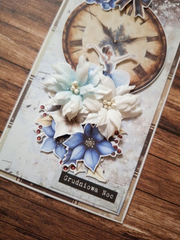 Kartka świąteczna w błękicie z kwiatami #4