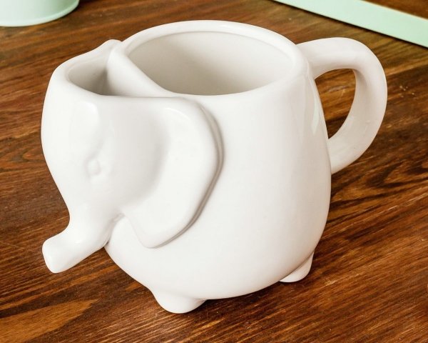 Ceramiczny kubek słonik biały 500 ml