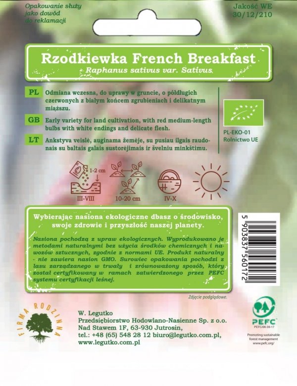 Ekologiczna rzodkiewka French Breakfast