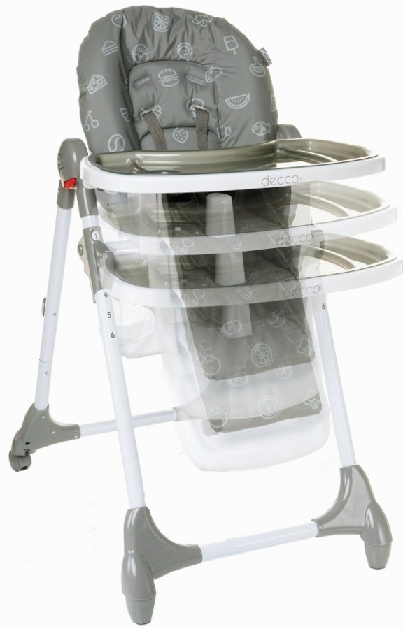 krzesełko do karmienia DECCO + tacki, kosz -składane 4 BABY