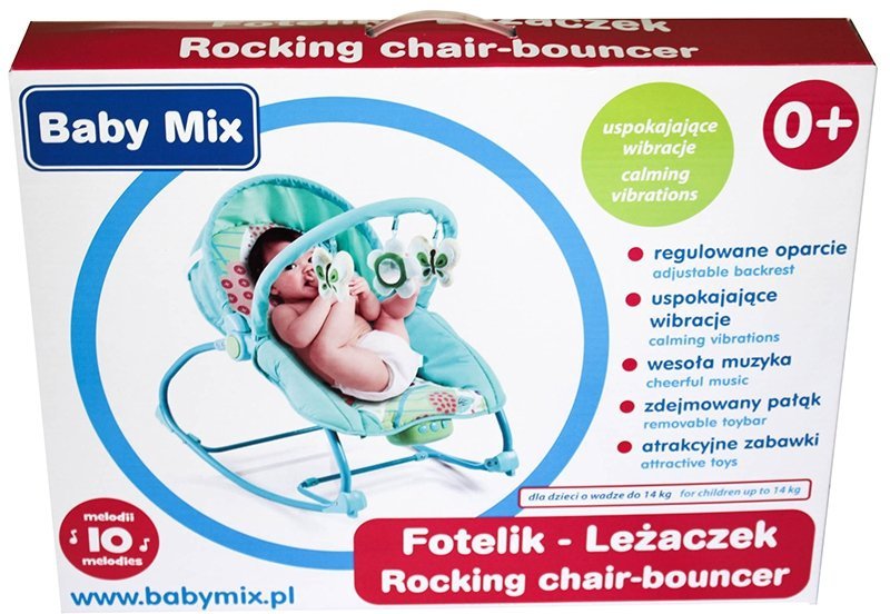 Leżaczek- fotelik 0-18 kg  niemowlęcy z muzyką i wibracją RÓZOWY baby mix