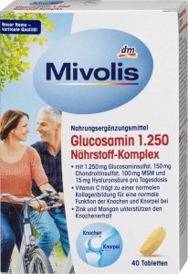 Mivolis Glukozamina 1250 Cynk Kwas Hialuronowy na Stawy Kości 40