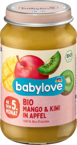 Babylove BIO Mus Mango i Kiwi w Jabłku 5m 190g Niemcy