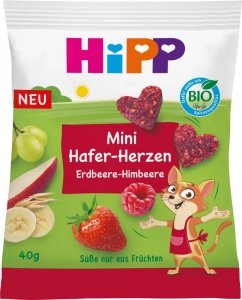 Hipp Bio Mini Serduszka Owsiane Truskawki Maliny 40g 1r