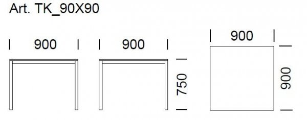 Stół Kwadratowy Kuadro 900x900 Pedrali