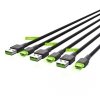 GREEN CELL ZESTAW KABLI KABGCSET01 3X KABEL GC RAY USB - USB-C 30CM, 120CM, 200CM, ZIELONY LED