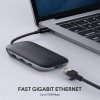 AUKEY CB-C71 aluminiowy HUB USB-C | 8w1 | RJ45 Ethernet 10/100/1000Mbps | 3xUSB 3.1 | HDMI 4k@30Hz | SD i microSD | USB-C Power 