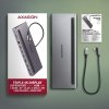 AXAGON HMC-4KX3 Wieloportowy hub USB 11in1, 5Gbps, 3x USB-A, 2x HDMI 4K/60Hz+ DP 4K/60Hz+ GLAN + SD/microSD + audio, PD 100W, 40