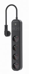 Gembird Inteligentna listwa Tuya 4xFR 2xUSB-A 1xUSB-C Czarna