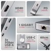 AXAGON HMC-STND Stojak z wieloportowy hub Aluminiowy 7in1, 5Gbps, do 10-16 cali laptopów, nastawny, 3x USB-A, HDMI 4