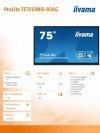 IIYAMA Monitor 75 cali ProLite TE7512MIS-B3AG,INFRARED,40pkt,IPS,4K, 24/7, 7H, WiFi,VGA, HDMI, USB-c, Bluetooth,metal,8ms, vesa,