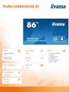 IIYAMA Monitor 86 cali LH8665UHSB-B1, 24/7, IPS, ANDROID 11, 4K, 800cd, iiSignage2, SDM, 2x HDMI, DP, 2x USB,2x 10W, RJ45, WiFi,