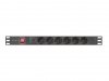 Lanberg Listwa zasilająca  rack PDU 19 cali 1U 16A 6x230V schuko 2m czarna