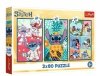 Trefl Puzzle 3x80 elementów Stitch świat