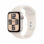 Apple Watch SE GPS, koperta 40 mm z aluminium w kolorze księżycowej poświaty z paskiem sportowym w kolorze księżycowej poświaty 