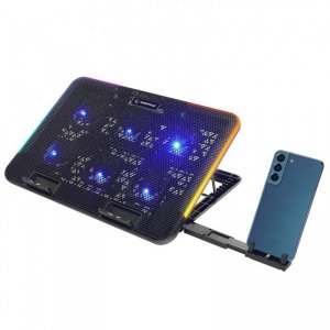 Podstawka chłodząca Rampage SIXPOWER R9 pod laptop 15,6, RGB, regulowana