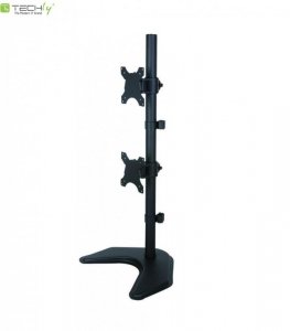 Uchwyt biurkowy LCD/LED Techly 13-27 20kg, 2 monitory, pion, czarny