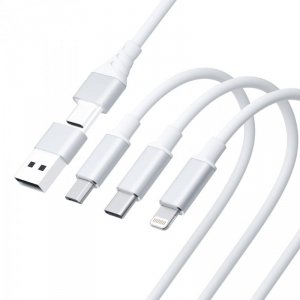 Kabel 3in1 A/C to C/Micro/Lightning - 3mk Hyper Cable 3in1 A/C to C/Micro/Lightning 1.5m Biały