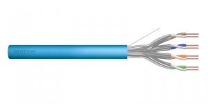 Kabel teleinformatyczny instalacyjny DIGITUS kat.6A, U/FTP, Dca, drut, AWG 23/1, LSOH, 50m, niebieski, ofoliowany
