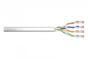 Kabel teleinformatyczny patchcordowy DIGITUS kat.5e, U/UTP, linka, AWG 26/7, PVC, 100m, szary, karton