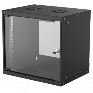 Szafa wisząca Intellinet BASIC, 9U, 540x400, Rack 19, szklane drzwi, FLATPACK, czarna