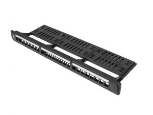 Patch panel pusty Lanberg PPKS-1124-B 24 port 1U 19 z organizerem do modułów keystone czarny