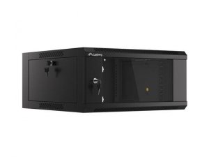 Szafa instalacyjna Lanberg rack wisząca 19 4U 600 drzwi szklane czarna (złożona)