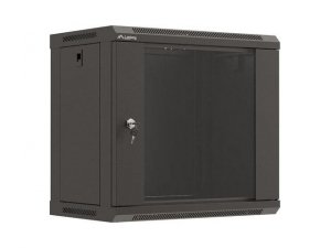 Szafa instalacyjna Rack wisząca 19 9U 540x350 czarna Drzwi przeszklone Lanberg (flat pack)