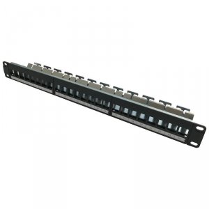 Patch panel keystone RACK 19 1U, 24 porty, FTP, STP, Netrack, czarny