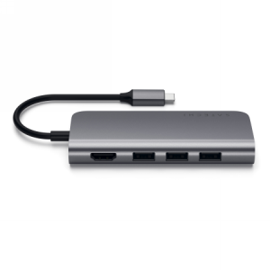Satechi TYPE-C Multi-Port Adapter 4K Ethernet - aluminiowy adapter do urządzeń moblinych USB-C (USB-C 60W, 3xUSB-A, 4K HDMI, Gig