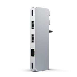 Satechi Pro Hub mini - aluminiowy Hub z podwójnym USB-C do MacBook (2xUSB-C, 2x USB-A, Ethernet, jack port) (Pro&Air&Max) (silve